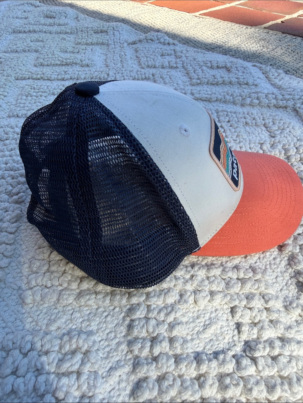Kids Patagonia Trucker Cap in Cream, Orange & Navy - Picture 4 of 5